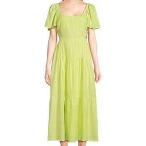Greylin‎ Cutout Midi A Line Dress Celery Green - Large